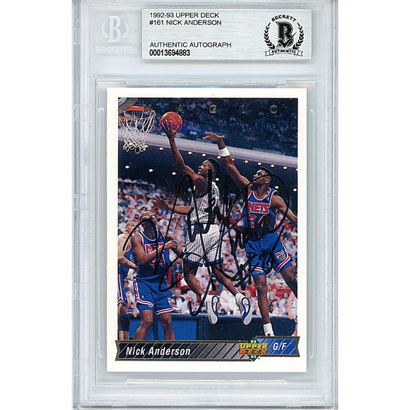 Nick Anderson Signed Magic 1993 Upper Deck Basketball Card Beckett Autographed - Picture 1 of 4